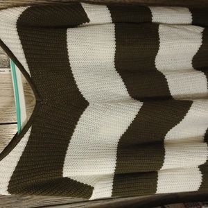 Olive and cream sweater, lace up back